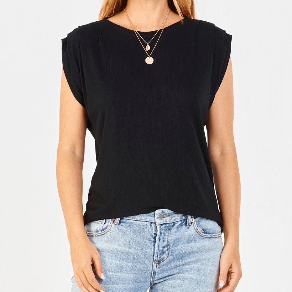 NWT - Another Love Ilona Pleated Tank in Black